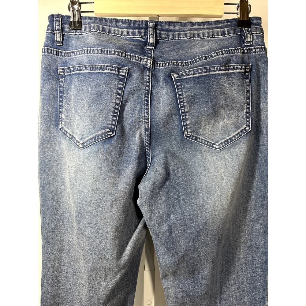 VIA RITINA Women's Denim Rhinestone Star Skinny Jeans Blue Size 10 - Picture 12 of 14